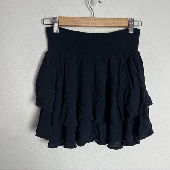 Camilla & Marc Brunetti Tiered Ruffle Mini Skirt Navy Blue Size 6 - Picture 6 of 6